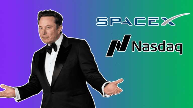 Elon Musk with SpaceX logo and Nasdaq logo, AI Insider Week 21 Story 1