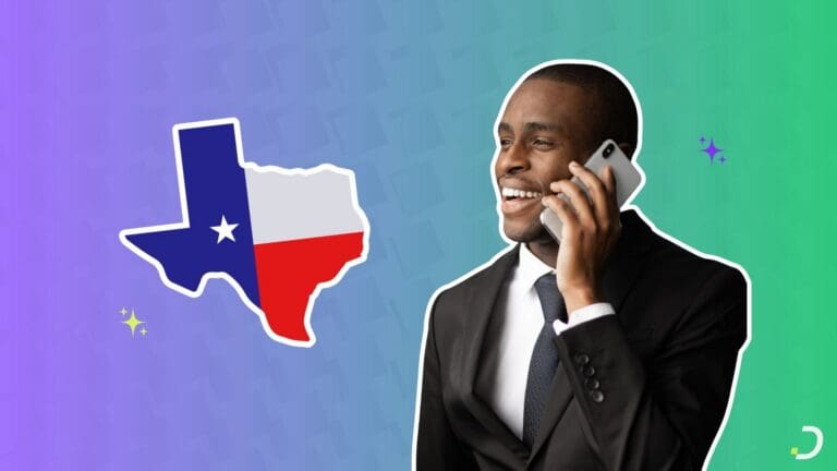AI answering service for lawyers in Texas: an attorney on a phone call with the Texas flag