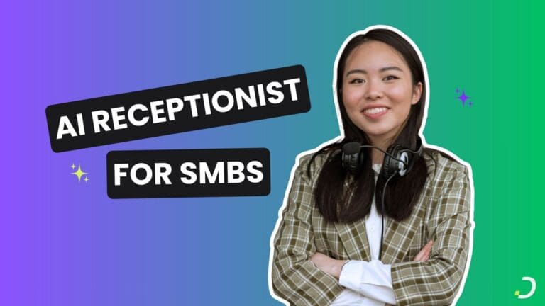 AI virtual receptionist for small business answering a call with a headset