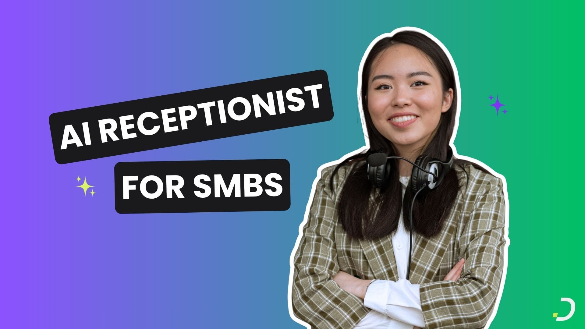 AI virtual receptionist for small business answering a call with a headset