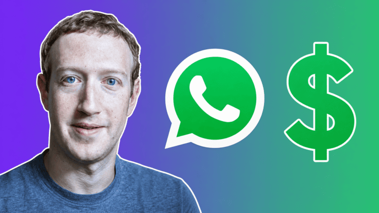 AI news WhatsApp: Mark Zuckerberg with the WhatsApp logo and a dollar sign. Noticias de IA WhatsApp.