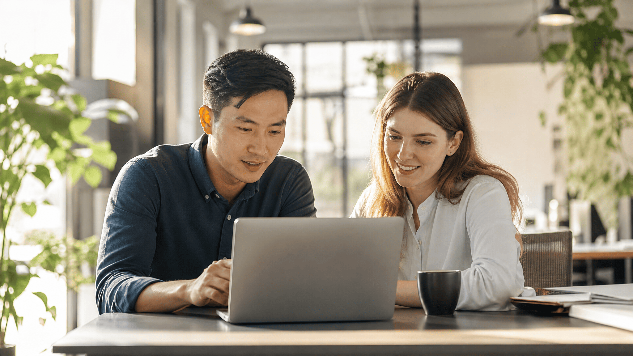 Sales team using AI lead qualification software on a laptop