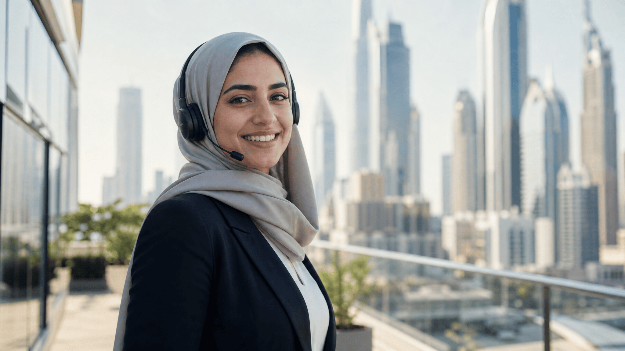 Sales rep using an AI voice agent on a headset call