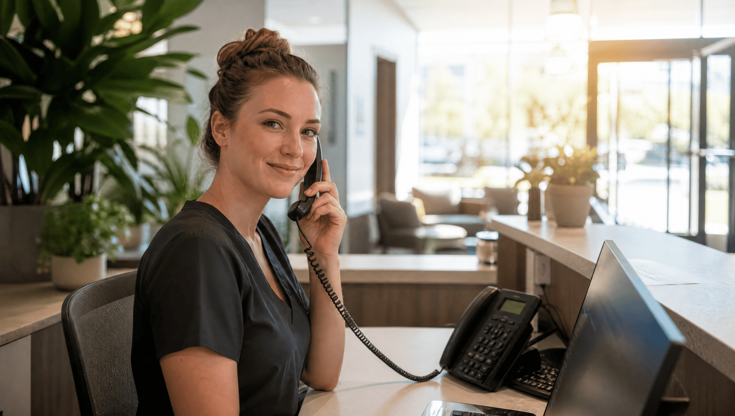 Recepcionista agendando reservas de citas con IA por telefono