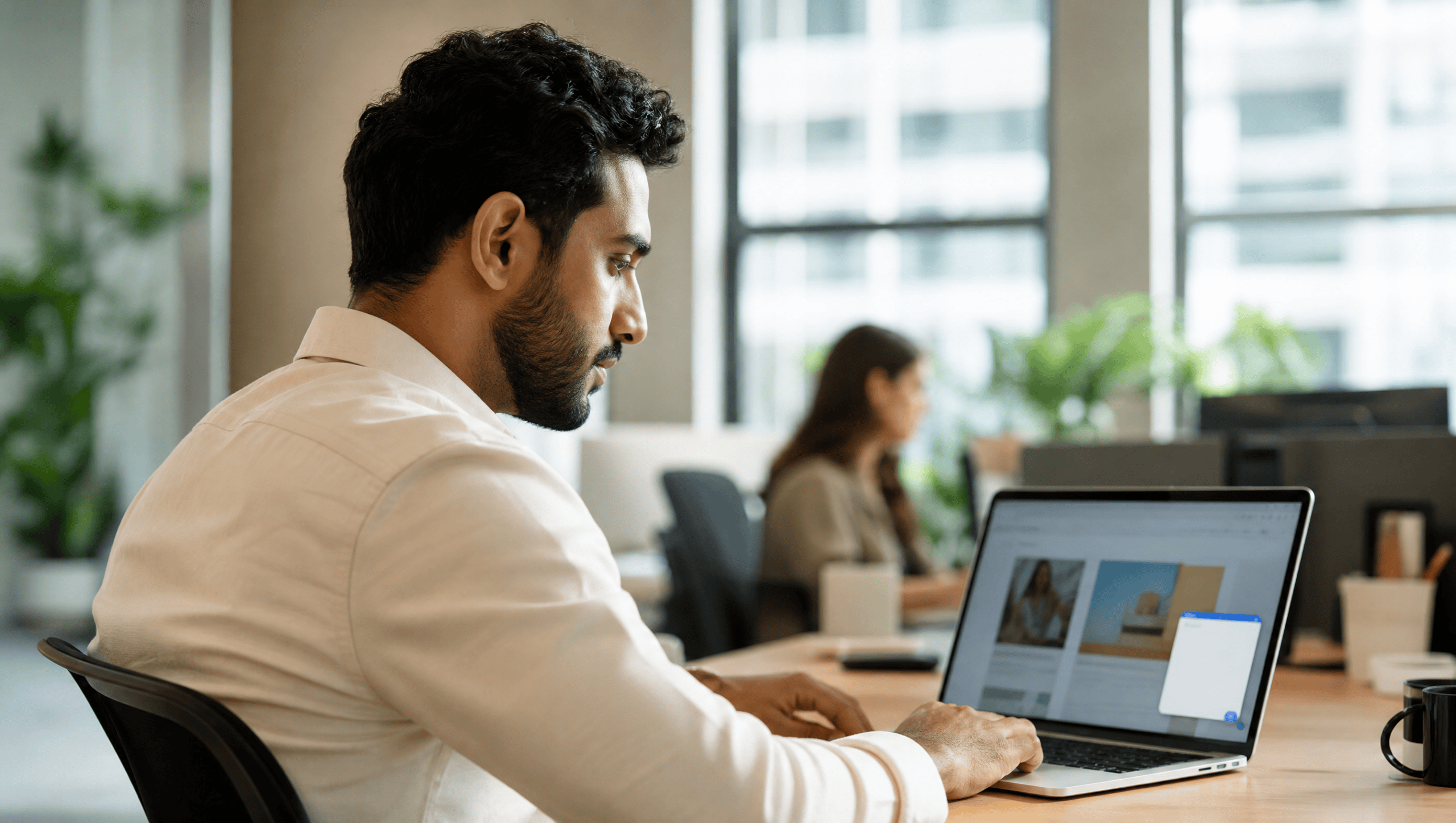 Web professional adding an AI chatbot for websites on a laptop