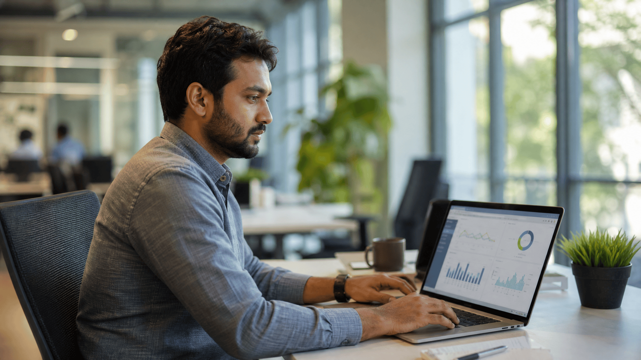 Sales professional using an AI CRM dashboard