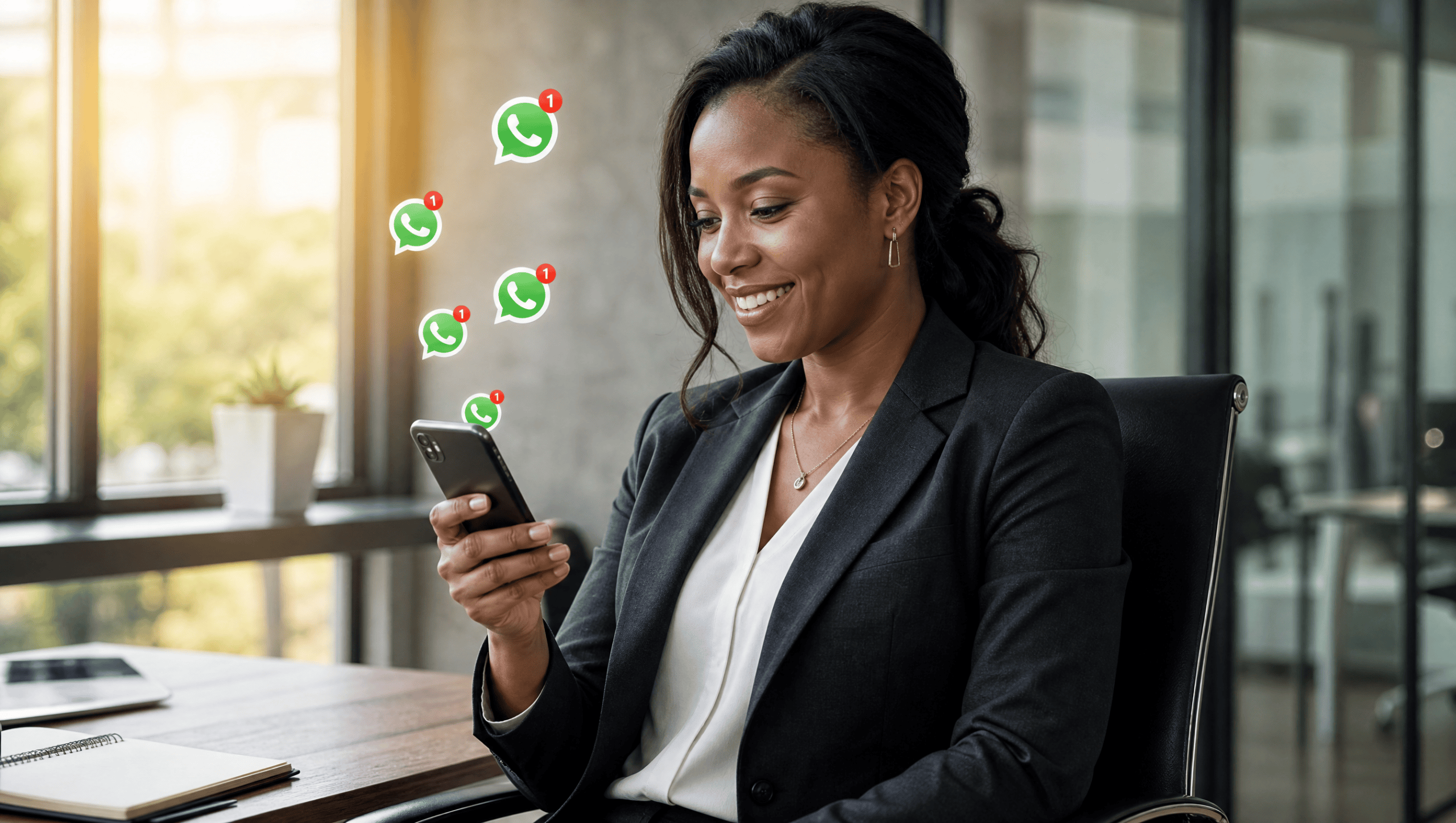 Persona enviando plantillas de WhatsApp para cobrar una deuda desde el celular