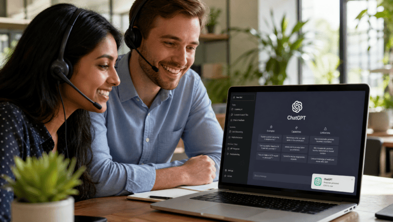 Agente de soporte usando prompts de ChatGPT para atención al cliente en un chat