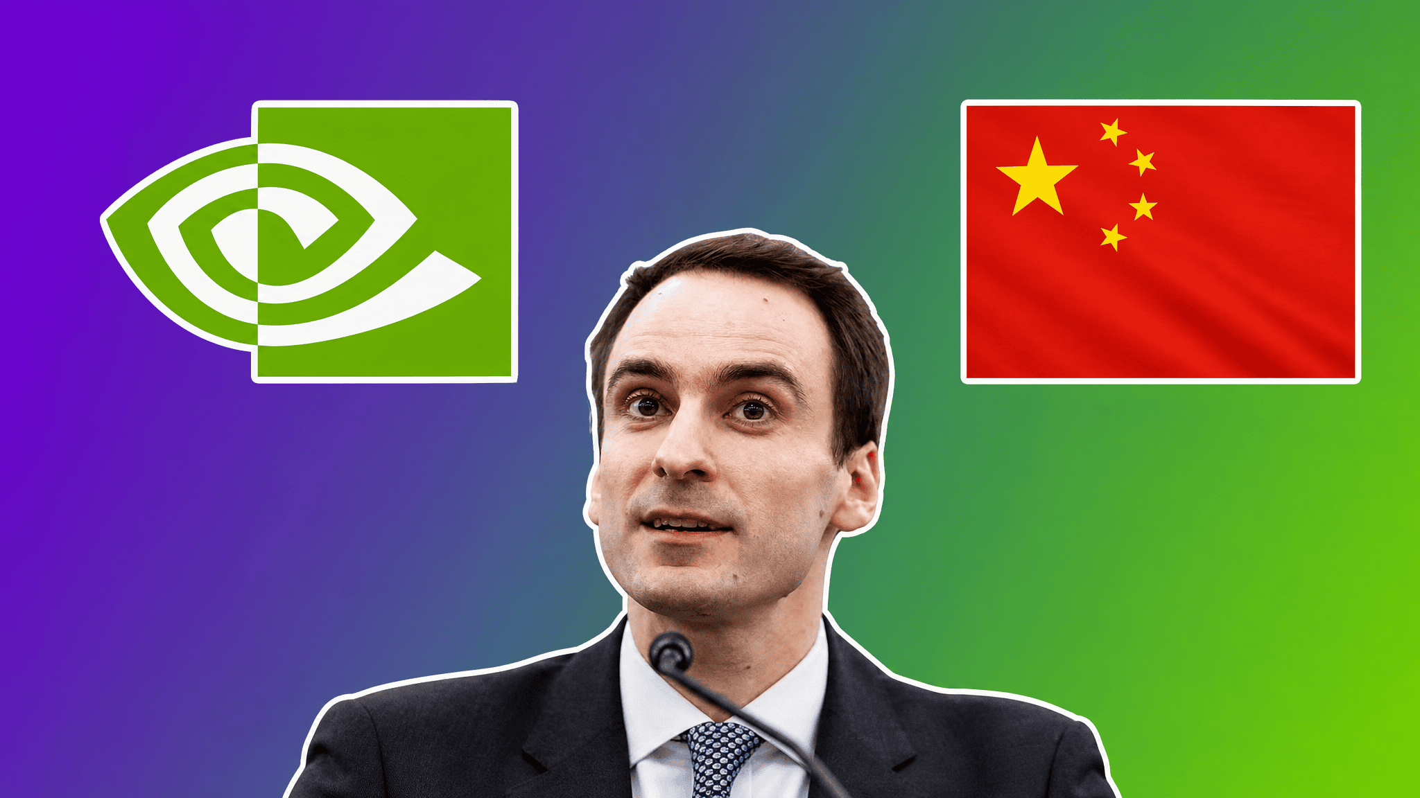 Michael Kratsios, the NVIDIA logo, and the China flag over a purple-to-green gradient, AI Insider Week 33