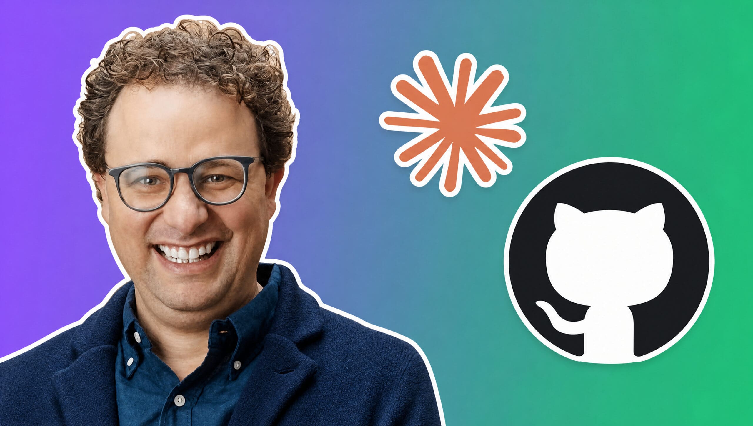 Dario Amodei with the Claude and GitHub logos over a purple to green gradient, AI Insider Week 34