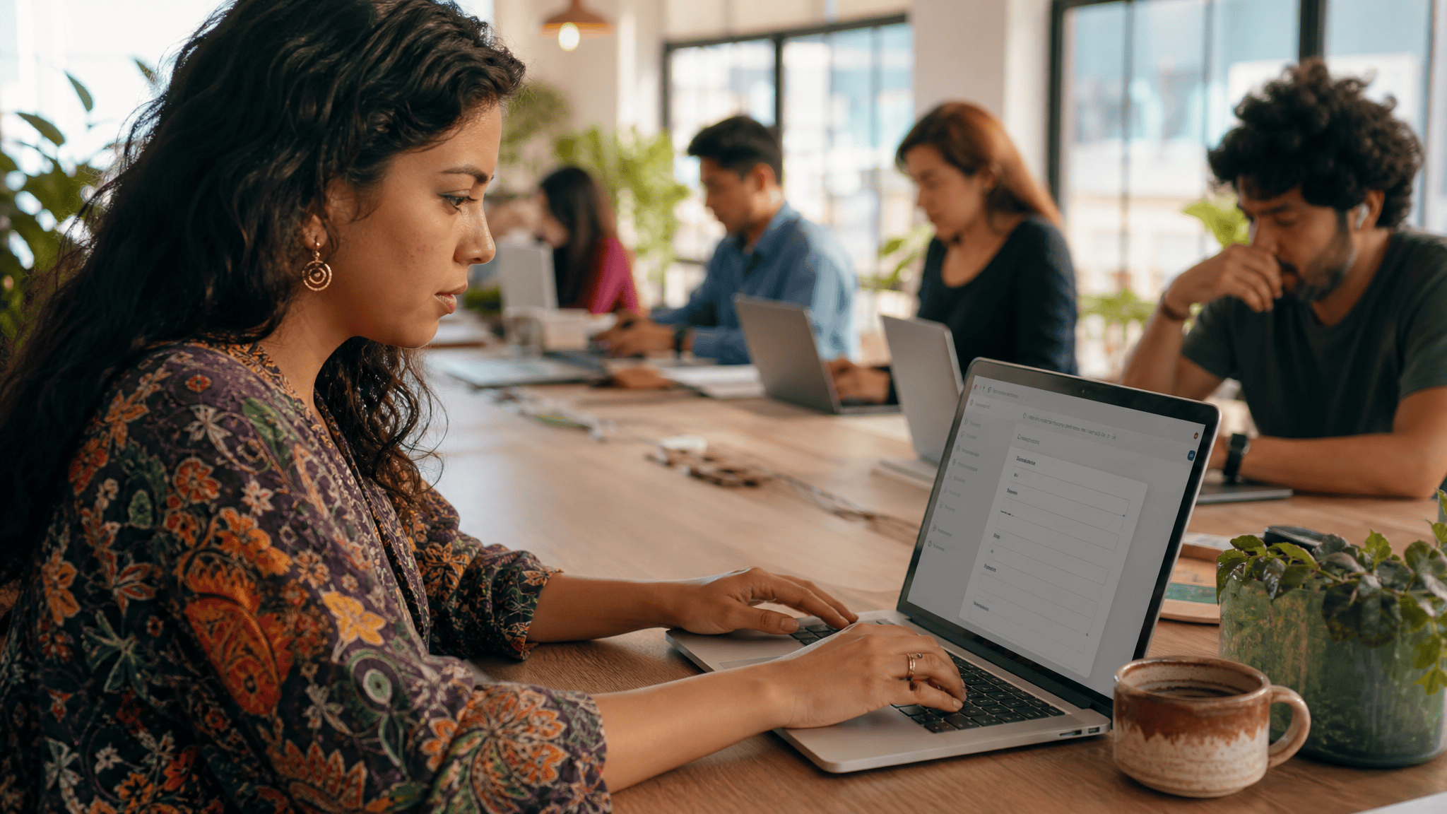 Product manager configurando un formulario inteligente en un espacio de coworking en LATAM