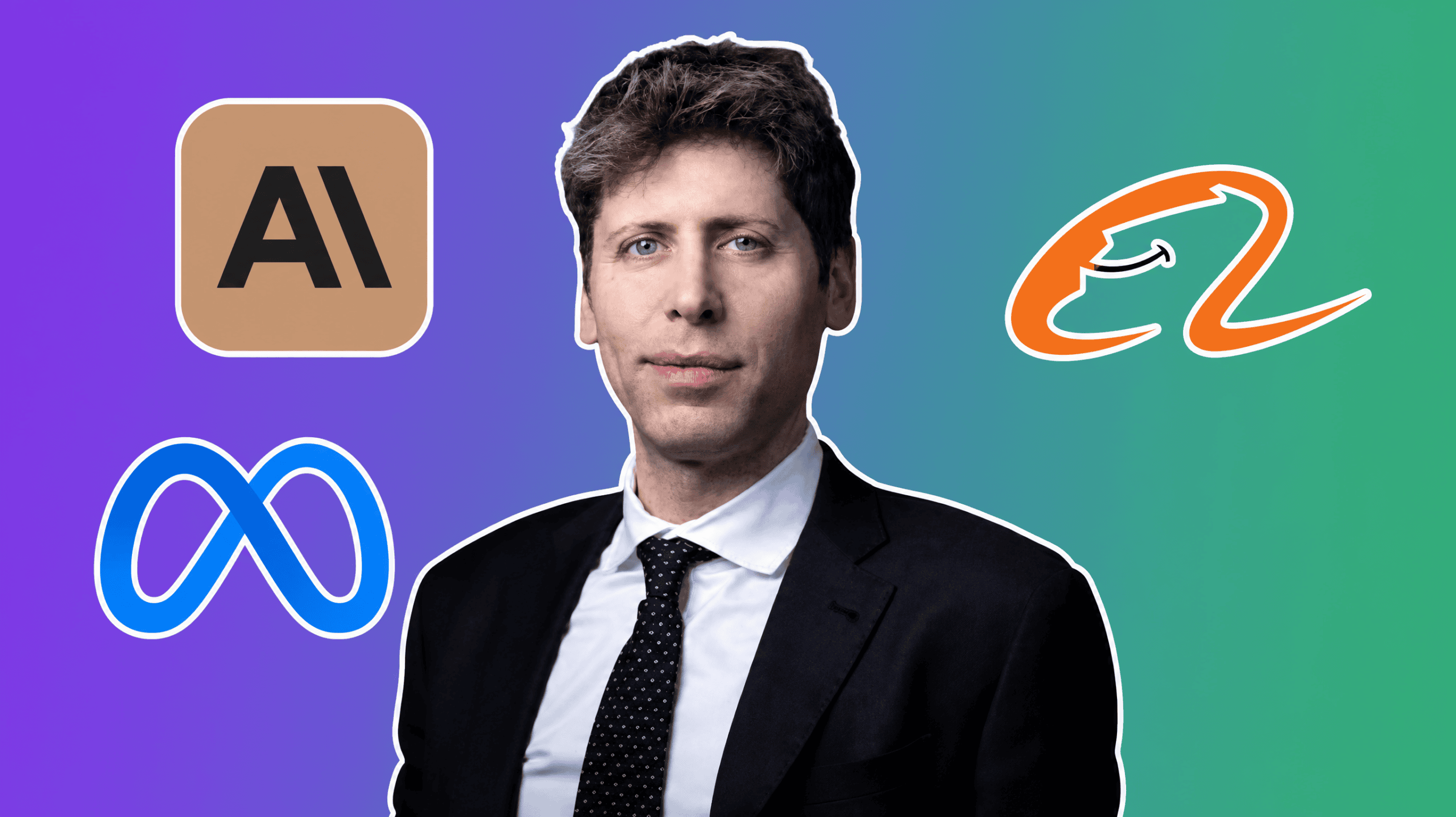 Sam Altman with the Anthropic, Meta, and Alibaba logos over a purple to green gradient, AI Insider Week 38 cover