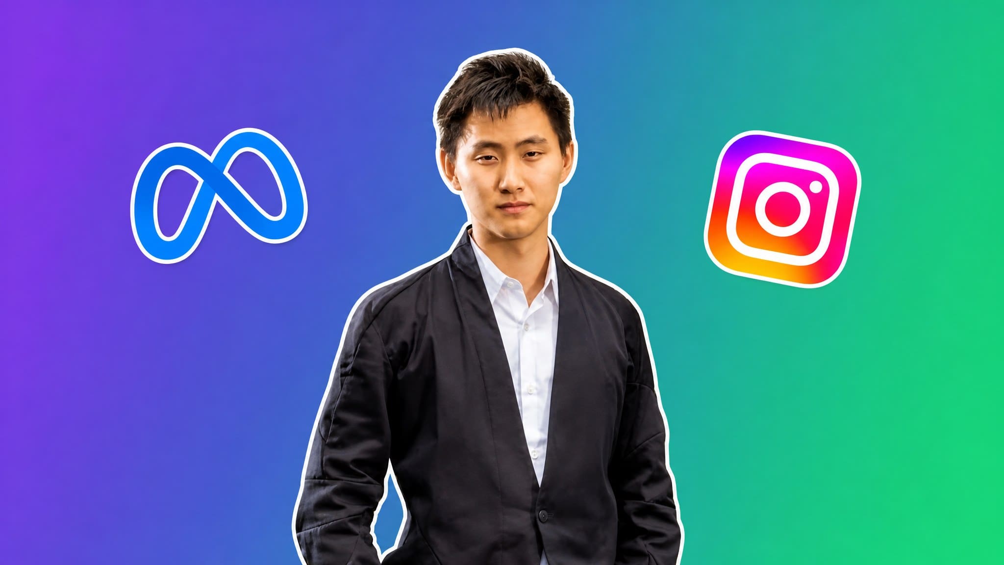 Alexandr Wang with the Meta and Instagram logos over a purple to green gradient, AI Insider Week 39
