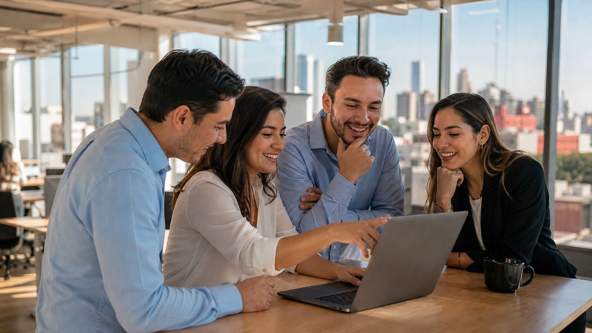 Equipo de ventas en Ciudad de México celebrando una reunión agendada